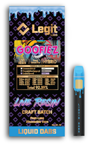 Legit Labs Live Resin - Goofiez - 1G Disposable