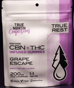True North -  True North-Gummies-1:1 CBN: THC-Grape Escape-Hybrid-200mg THC