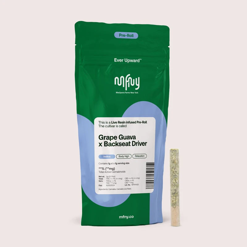 MFNY - MFNY - Grape Guava x Backseat Driver - Live Resin Infused - 1g - 43.79% THC - Pre-Roll Main Image