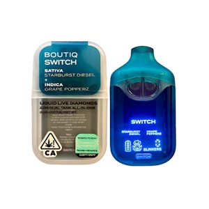BOUTIQ - BOUTIQ - 1g Liquid Live Diamonds AIO Switch Dual Tank - Starburst Diesel + Grape Popperz