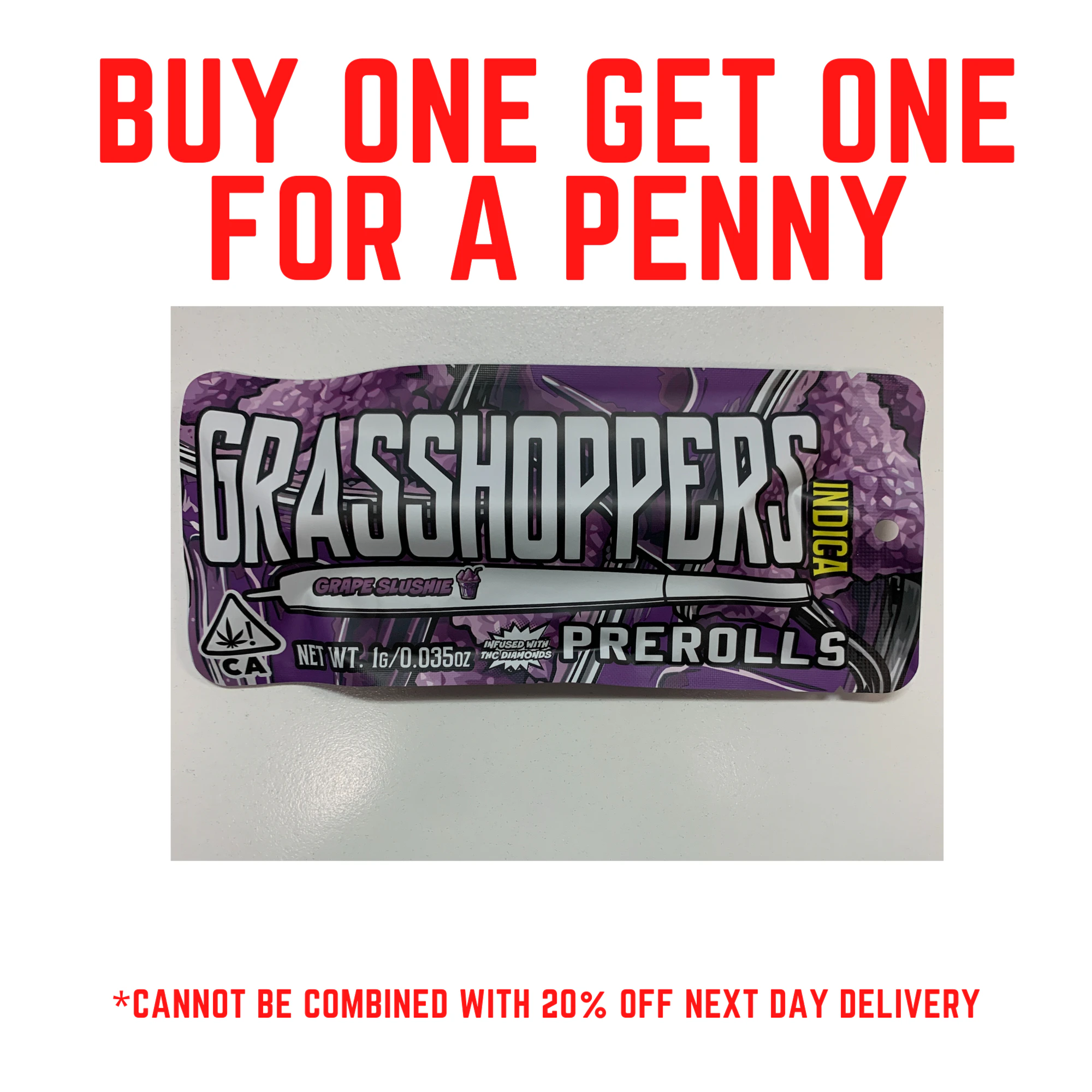 Quickies Prerolls - GH Grape Slushie THC Diamonds Infused Pre-Roll 1g (I) Main Image