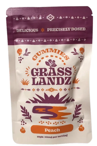 Grasslandz - Peach Gummies - 10mg - 10 ct - Grasslandz  Main Image