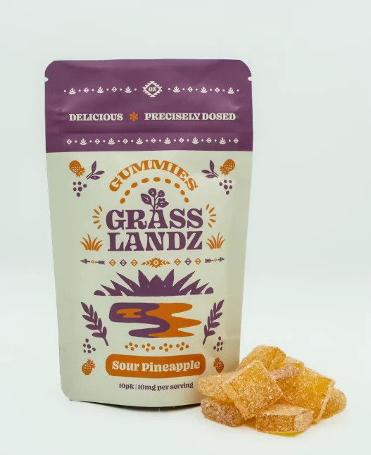 Grasslandz - Sour Pineapple Gummies - 10mg - 10ct - Grasslandz Main Image