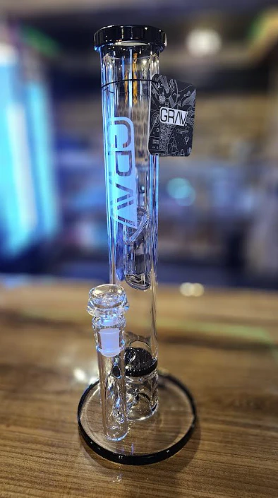 Grav - GRAV | Large Straight Base w/ Disc Water Pipe | Black and Clear Main Image