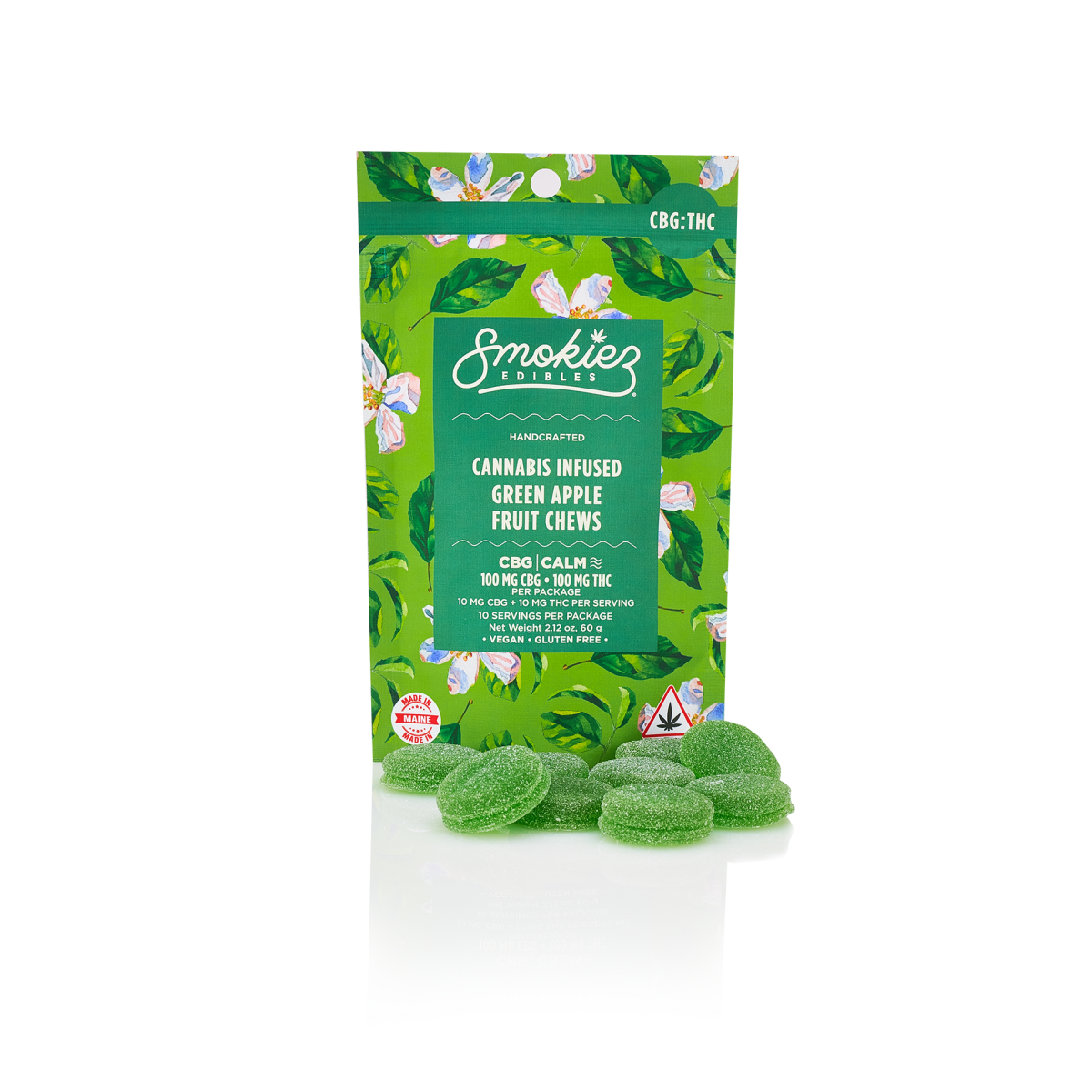 Sour Green Apple 1:1 Fruit Chews | 100mg CBG : 100mg THC