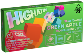 HIGHATUS: Green Apple Sour Gummies 2:1 (THC:CBD) 100mg THC/50mg CBD 10pk (S)