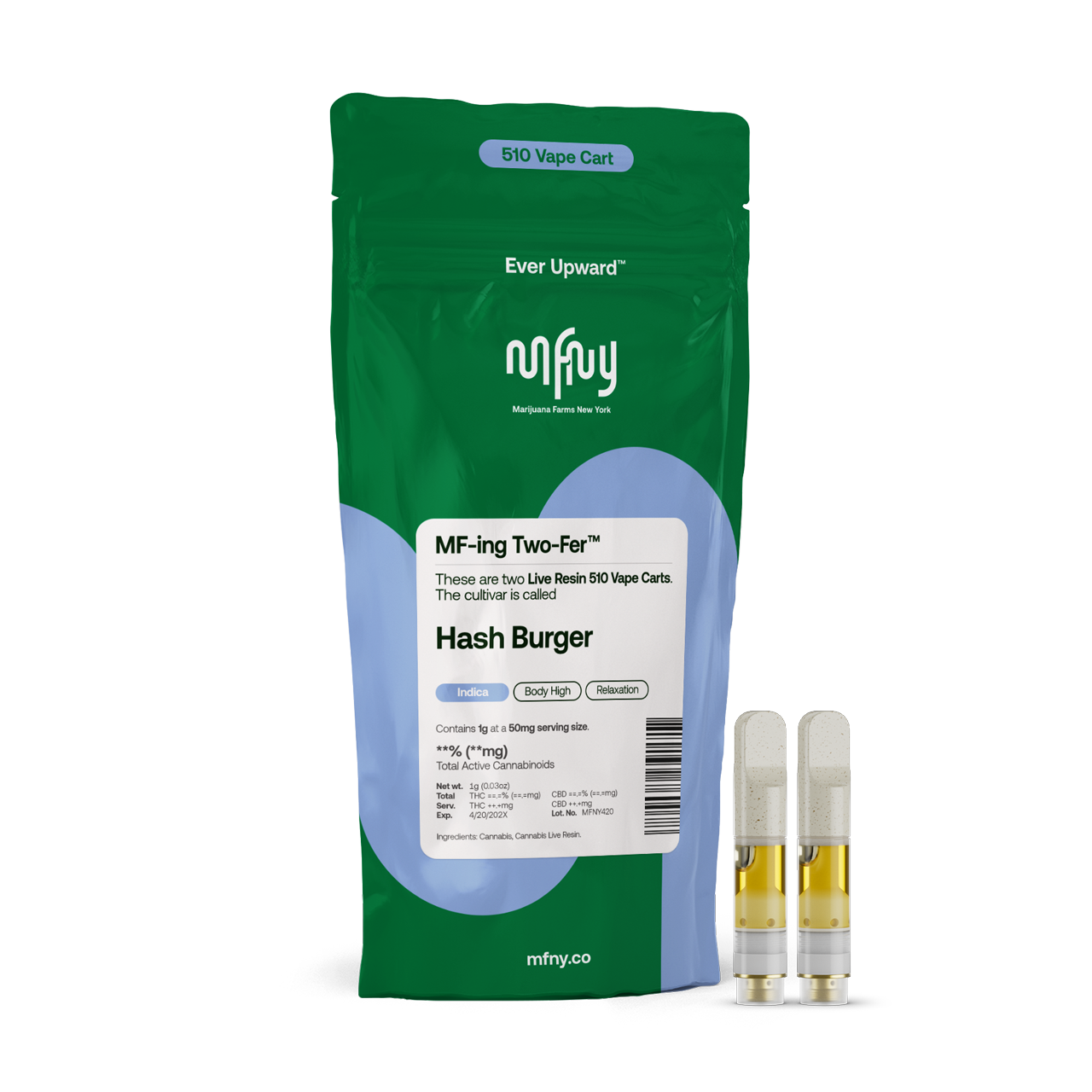 Hash Burger Live Resin 510 Cart 0.5g 2pk - Vape
