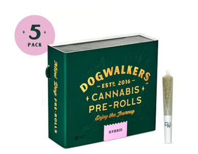 DOGWALKERS - Gelato AK | Dogwalkers 5 Pack .35G (1.75g) Mini Dog Pre-rolls | "Stay"