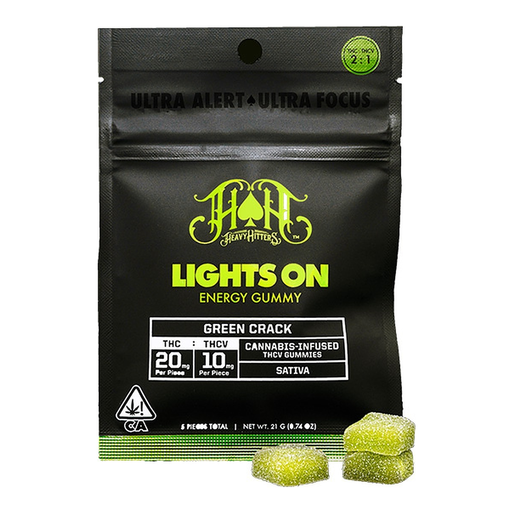 Heavy Hitters | Green Crack 2:1 | Lights On THCV Gummies | 100mg