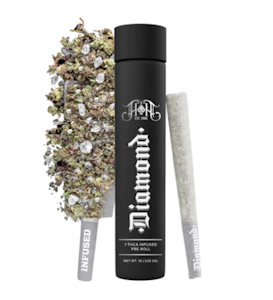 HEAVY HITTERS - Heavy Hitters- 1g Diamond Infused Preroll: Grape Gas - Hybrid