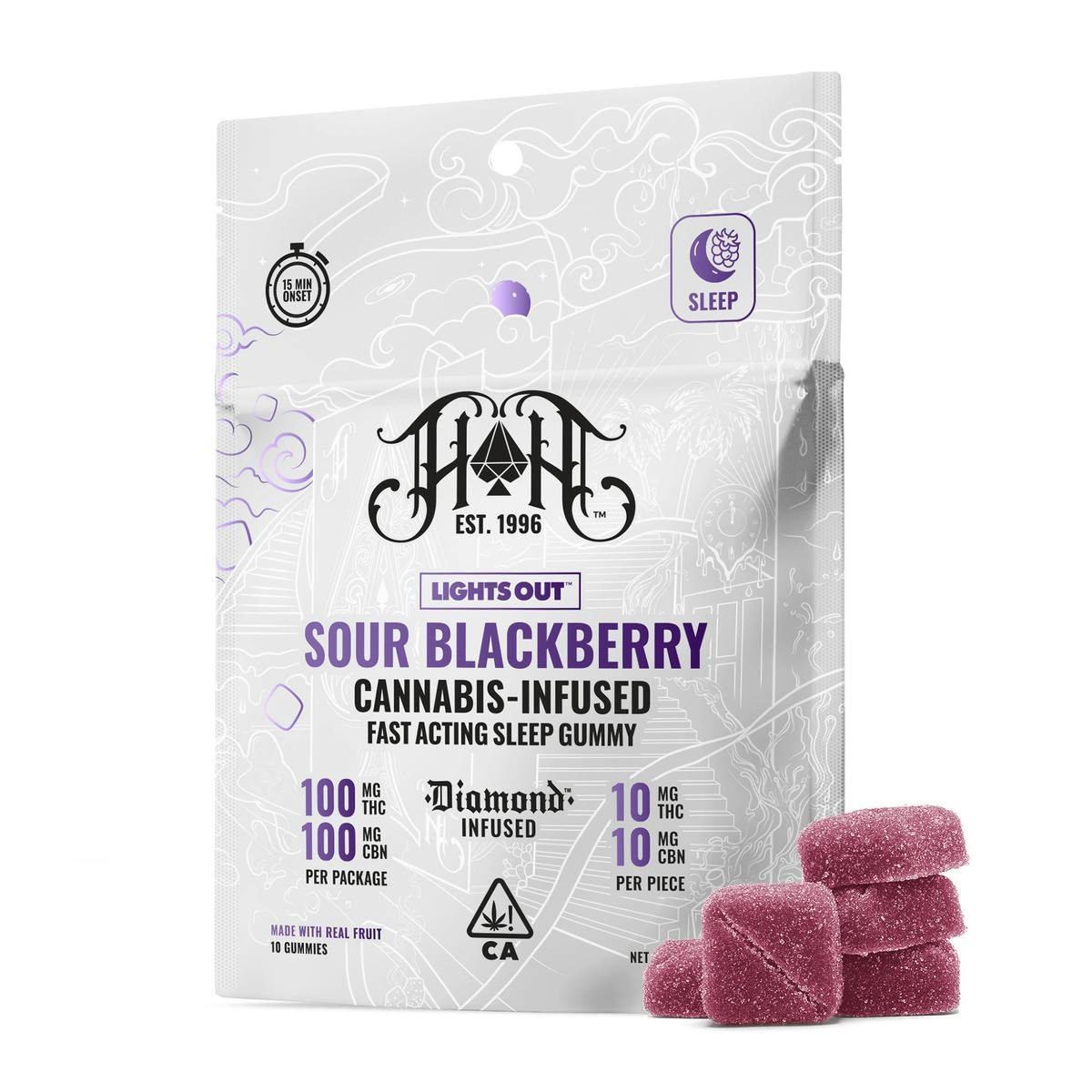 Heavy Hitters | Lights Out | Sour Blackberry | Diamond Infused | Gummies