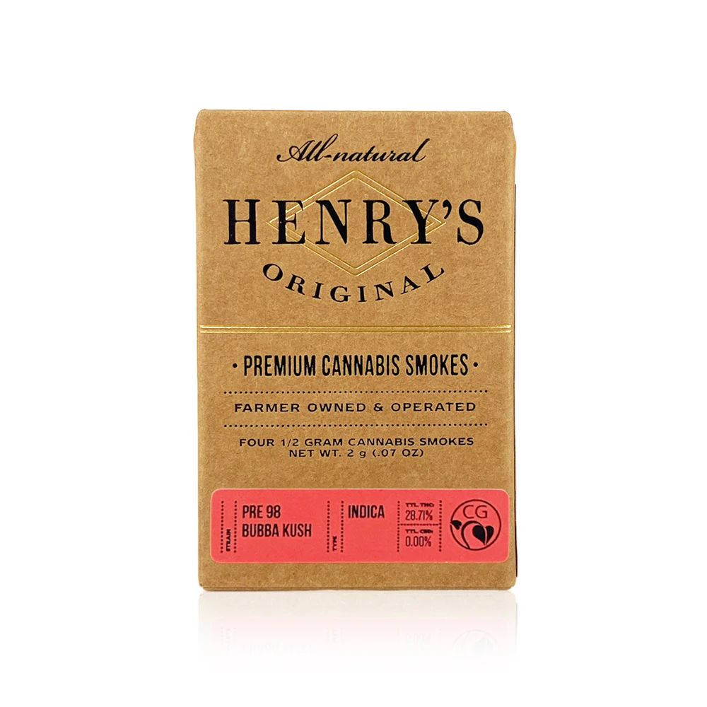 Henry's Original - HENRY'S ORIGINAL - Preroll - Pre 98 Bubba Kush - 4-Pack - 2G Main Image