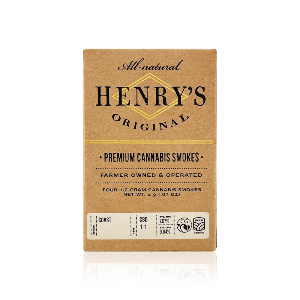 Henry's Original - HENRY'S ORIGINAL - Preroll - Coast - 1:1 - CBD:THC - 4-Pack - 2G Main Image