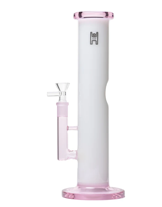 HUMAN GRADE - 12" Tube Water Pipe - White/Pink Main Image