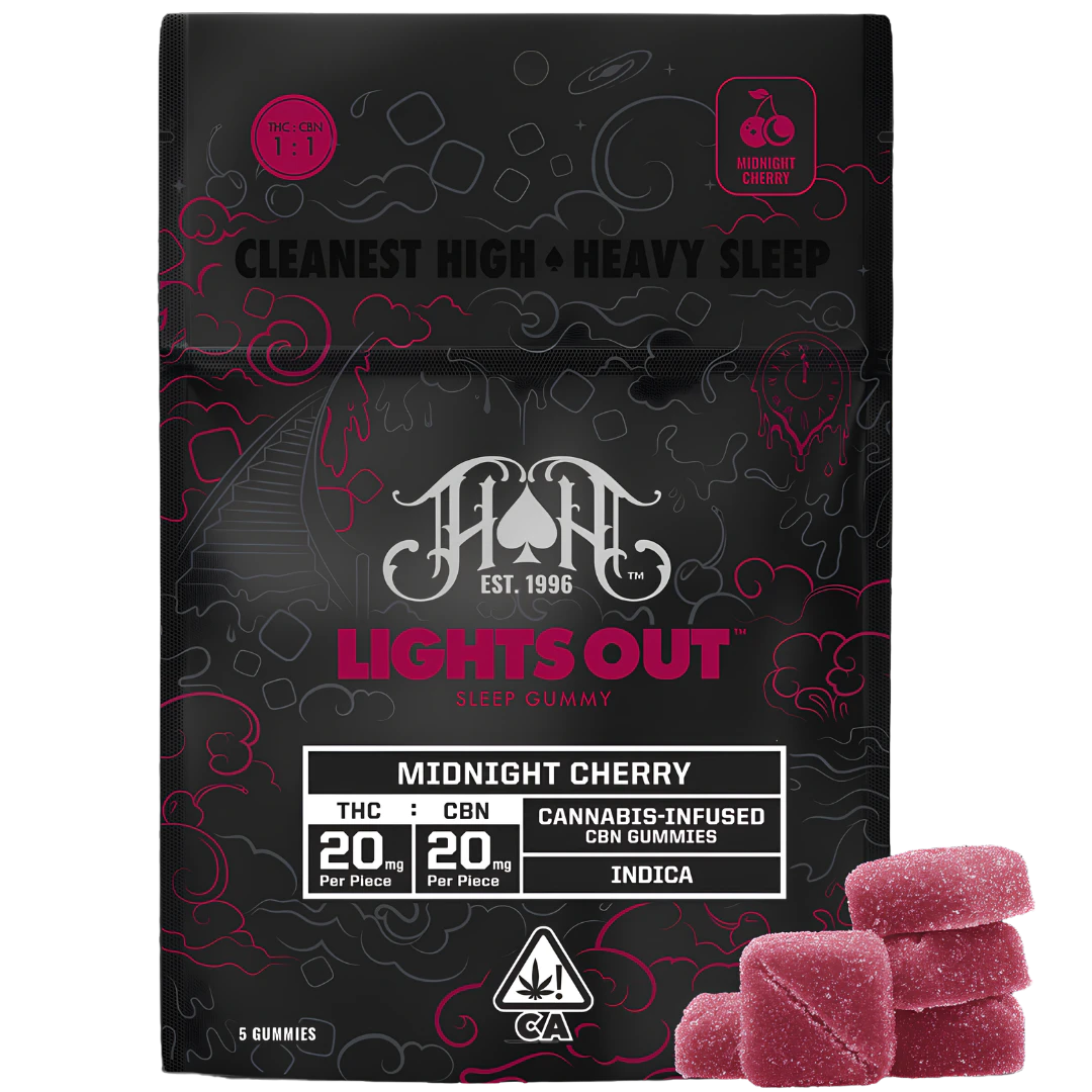 Heavy Hitters - Heavy Hitters - 1:1 THC:CBN Gummies - Lights Out Midnight Cherry Main Image
