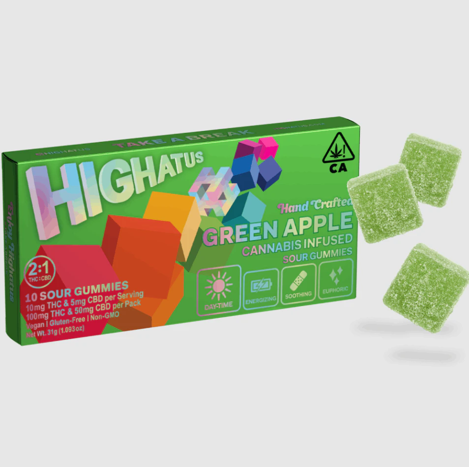 Highatus (Powered by CBX) - Highatus Green Apple CBD Sour Gummies (2:1 THC/CBD) 100mg Main Image