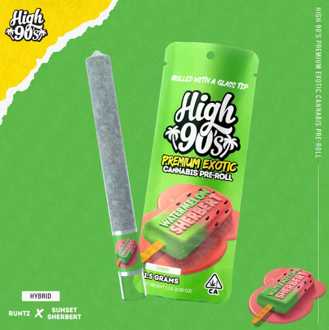 HIGH 90s - High 90's - 1.5g Preroll - Watermelon Sherbert Main Image