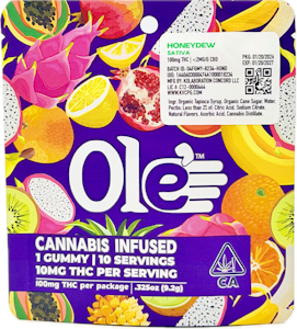 OLE'4 FINGERS - Honeydew 100mg Distillate Single Gummy - Ole' 4 Fingers