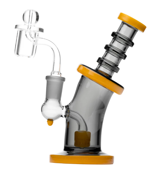 HUMAN GRADE - 6.25" Bent Neck Dab Rig - Smoke w/ orange accent Main Image