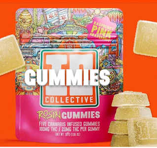 IC COLLECTIVE - Raspberry Pink Grapefruit Hash Rosin 5pk Gummies - 100mg