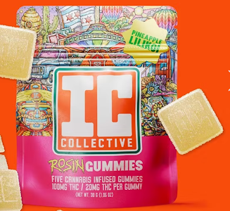 IC COLLECTIVE - Pineapple Lilikoi Hash Rosin 5pk Gummies - 100mg