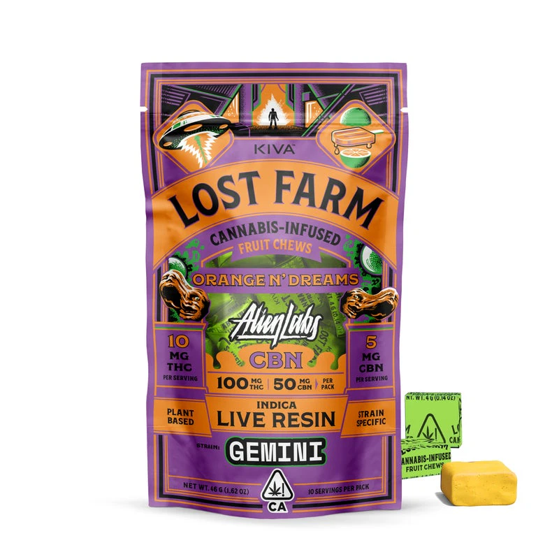Lost Farm - LOST FARM - Edible - Orange N Dreams - Gemini - Alien Labs - 10:5 - THC:CBN - Chews - 10PK - 100MG Main Image
