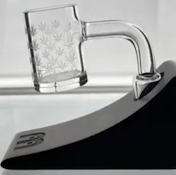 14mm Male Quartz Flat Top Leaf Sand Blasted Banger 2mm