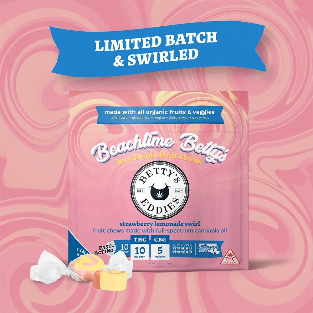 Betty's Eddies - Betty's Eddies | 10pk Fruit Chews | Strawberry Lemonade Swirl 2:1 THC:CBG | 100mg Main Image