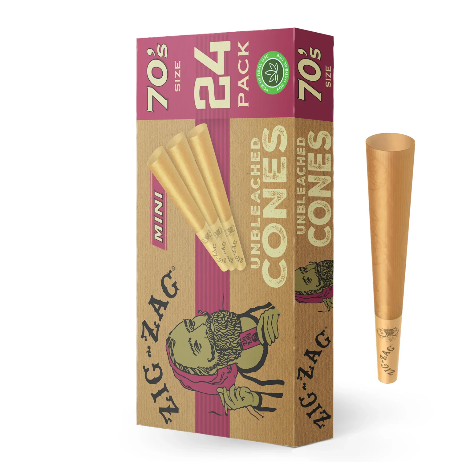Zig-Zag - Zig-Zag Unbleached Cones 70's 24Pack Main Image
