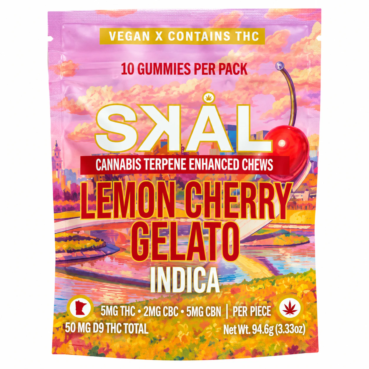 SKAL - SKAL Indica Lemon Cherry Gelato Chews 5MG THC 2MG CBC 5MG CBN Main Image