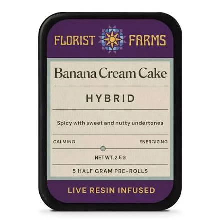 Florist Farms - X| Florist Farms | Banana Cream Cake | Live Resin Infused Preroll | 5pk | .5g Main Image
