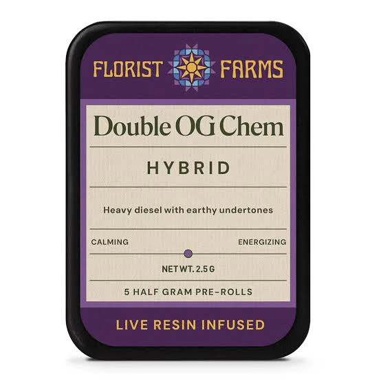 Florist Farms - X| Florist Farms | Double OG Chem | Live Resin Infused Preroll | 5pk | .5g Main Image