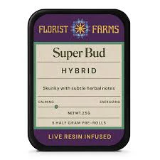 Florist Farms - X| Florist Farms | Super Bud | Live Resin Infused Prerolls | 5pk | .5g Main Image