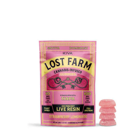 Lost Farm - Strawberry Lemonade x Napa - Live Resin Infused Gummies 100mg 10pk Main Image
