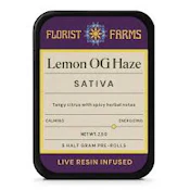 X| Florist Farms | Lemon OG Haze | Life Resin Infused | Prerolls | 5pk | .5g