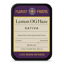 Florist Farms - X| Florist Farms | Lemon OG Haze | Life Resin Infused | Prerolls | 5pk | .5g Main Image