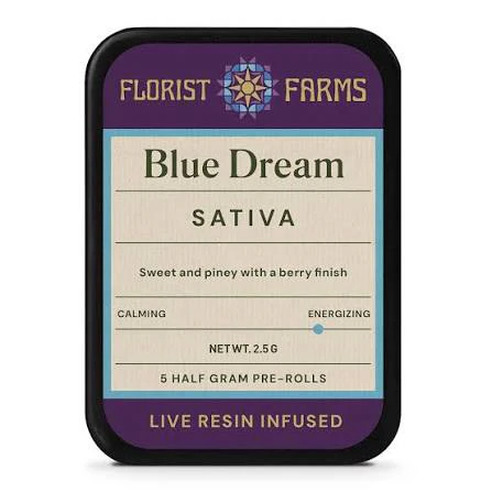 Florist Farms - Florist Farms Blue Dream Live Resin Infused .5g 5pk Prerolls Main Image