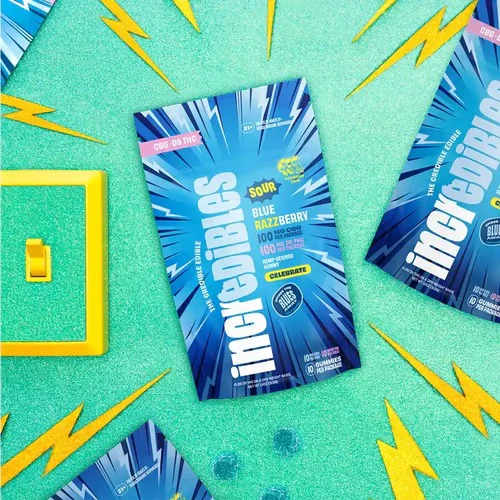 incredibles - IncrEdibles | 10pk Gummies | Sour Blue Razzberry 1:1 THC:CBG | 100mg Main Image
