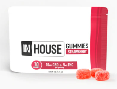 In-House - Strawberry 1:1 CBD:THC 10pk Gummies - 100mg
