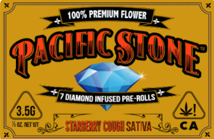 Pacific Stone - Pacific Stone Diamond Infused Prerolls 0.5g Sativa Starberry Cough 7-Pack 3.5g