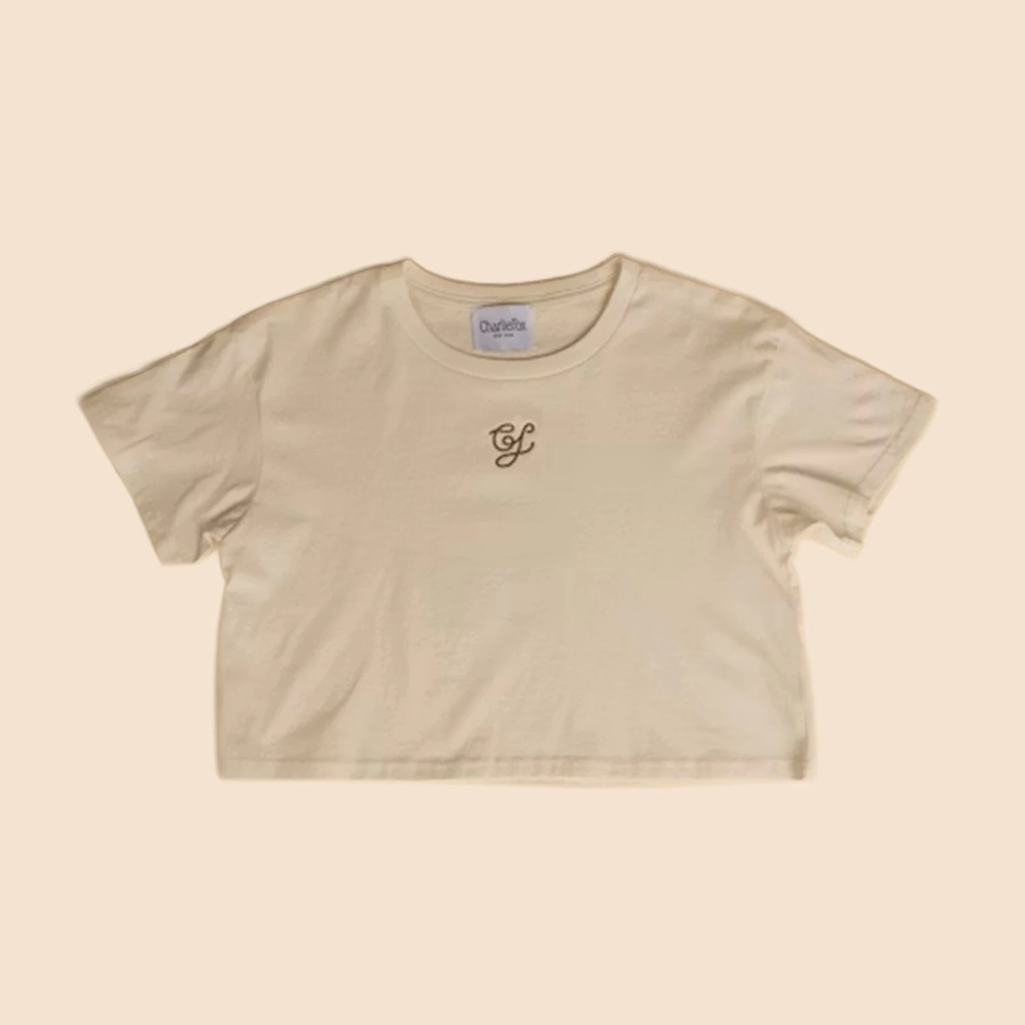 Charlie Fox - Ivory Cropped Tee with Sand Logo Main Image