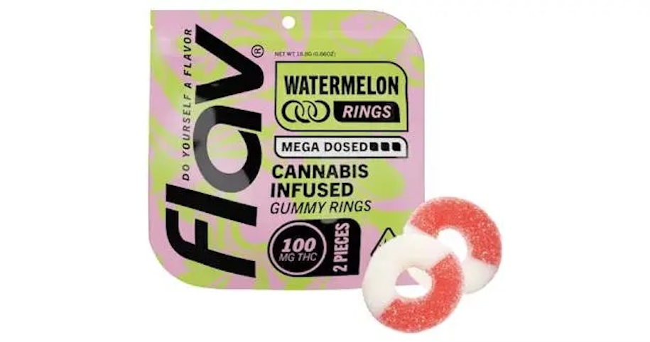 Flav - Watermelon -Hybrid- Mega Dosed Cannabis Infused (gummy) Two Piece Rings VEGAN - 100mg | Flav  -cc4