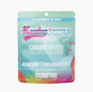 KUSHY PUNCH - Kushy Punch - Hybrid - Jab Jab Hook -  Peach Passion Fruit - Gummies - (100mg)