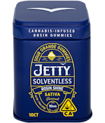 Jetty Sour Orange Rosin Shine Solventless Rosin Gummies Tin 100mgTHC