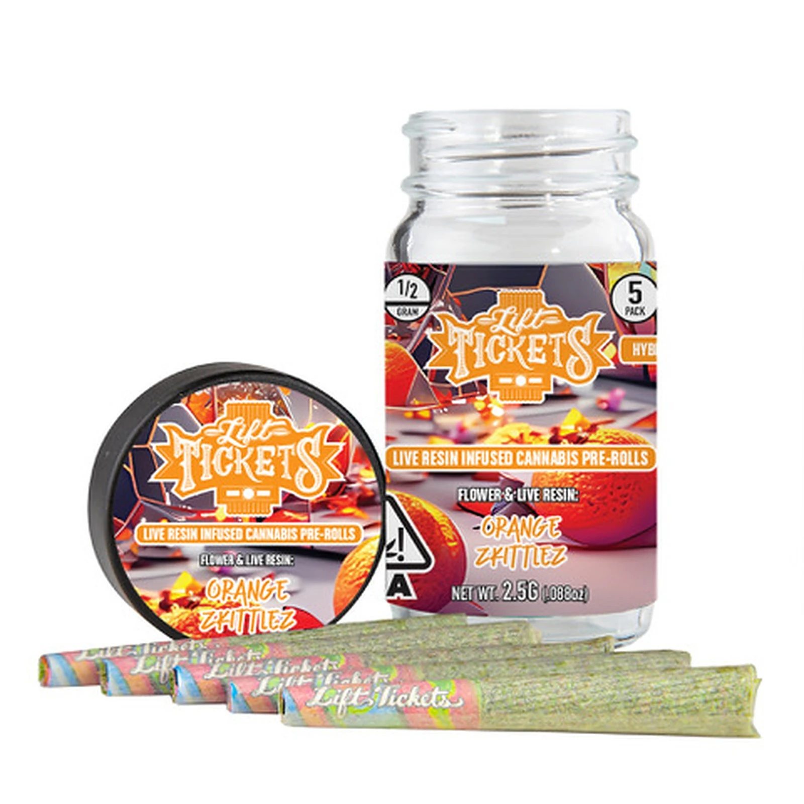 Lift Tickets - Lift Tickets Orange Zkittlez Infused 5pk Prerolls 2.5g Main Image