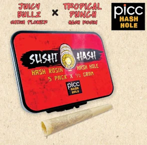 PICC | SUSHI HASH | PreRoll | HASH HOLE | Juicy Bullz x Tropical Punch Rosin| .5G 5-PACK (2.5G)