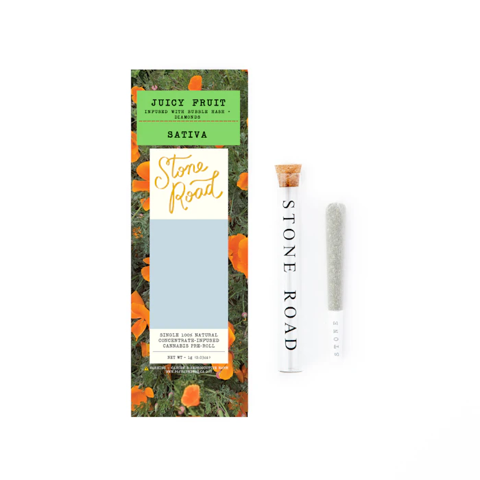 STONE ROAD - Stone Road - Juicy Fruit - Hash & Diamond Infused - 44.02% THC - 1g - Pre-Roll Main Image