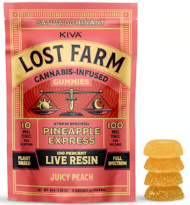 LOST FARM - Juicy Peach 10pk Gummies - 100mg