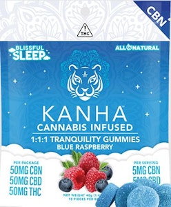 KANHA - Kanha - Classic CBN - Blue Raspberry Tranquility 1:1:1 - Gummies - 10pk - 100mg