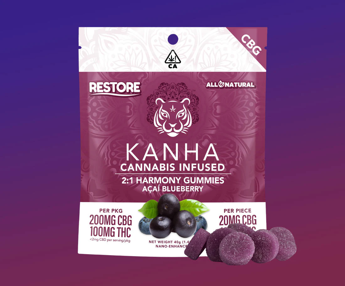 KANHA - Kanha - Acai Blueberry - 200mg CBG/100mg THC Gummies - 10pk Main Image